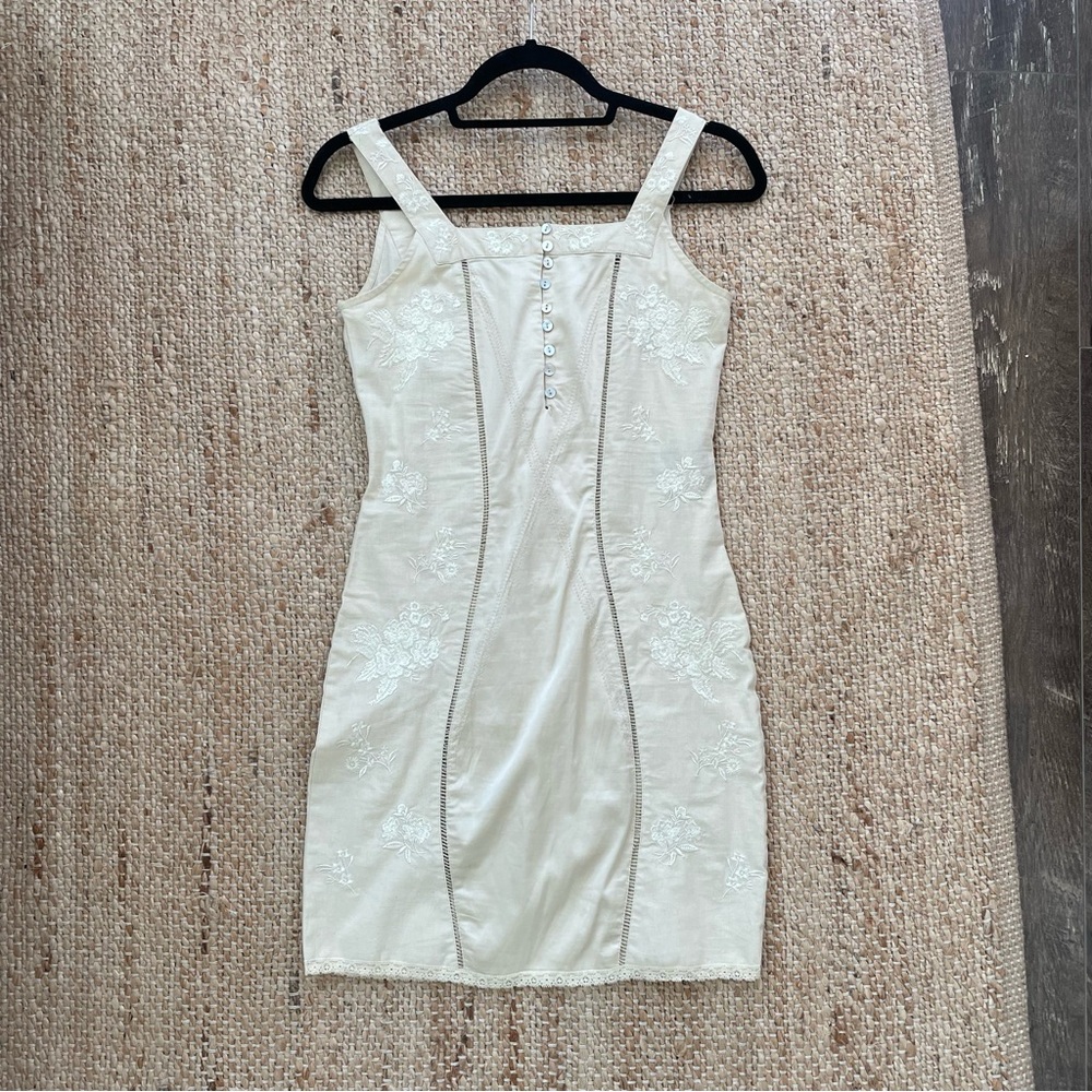 white embroidered corset dress